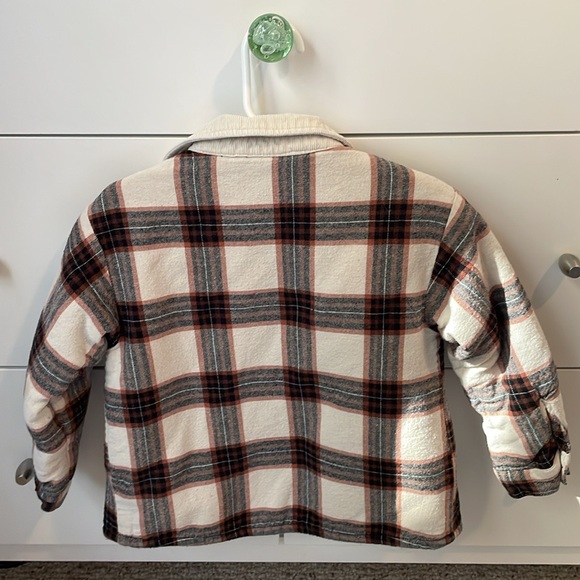 Zara kids plaid flannel shirt jacket with corduroy collar - size 2-3 years - Picture 2 of 3